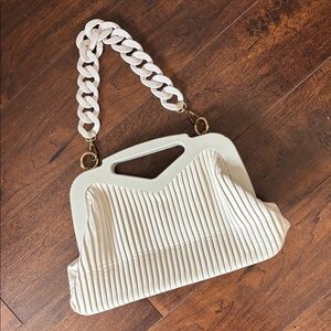 Source Unknown White Pleated Mini Bag